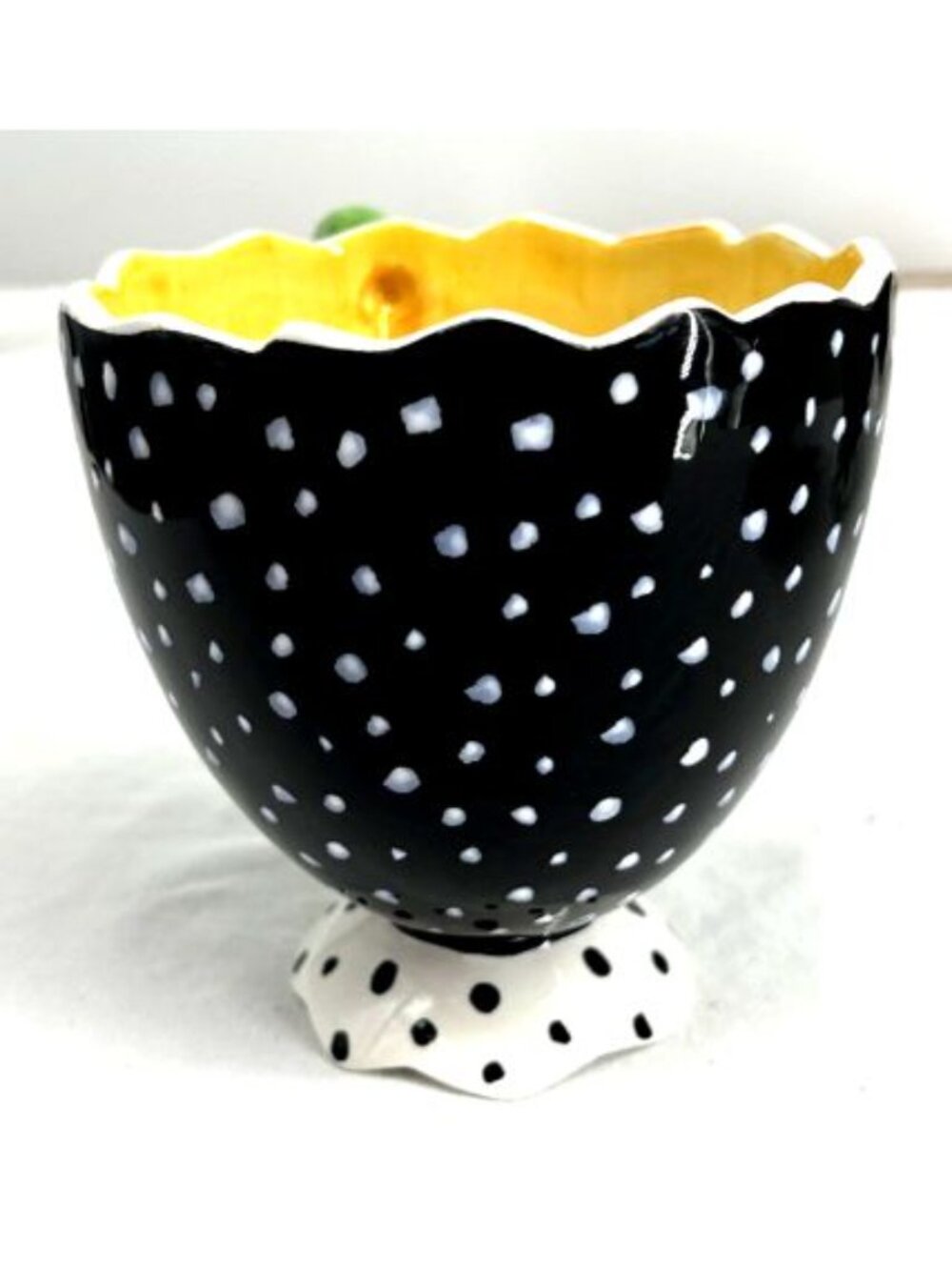 Dept 56 Ceramic Cracked Egg Coffee Mug Cup Set of 4 Black White Dot Easter - Picture 5 of 8